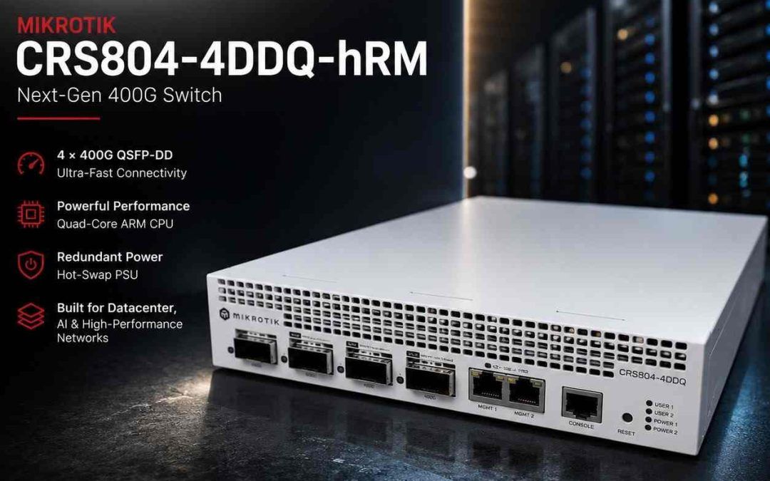 MikroTik CRS804-4DDQ-hRM؛ اولین سوئیچ ۴۰۰ گیگابیتی میکروتیک برای دیتاسنترهای نسل جدید